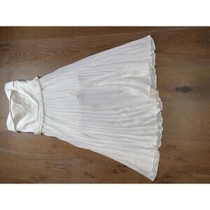 A.L.C. White Strapless Pleated Chiffon Midi Dress